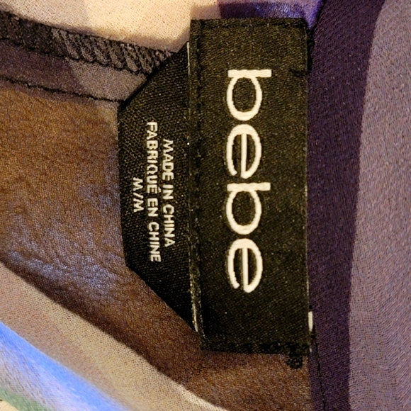 Bebe Sheer Criss-Cross Multicolor Blouse - Picture 7 of 7